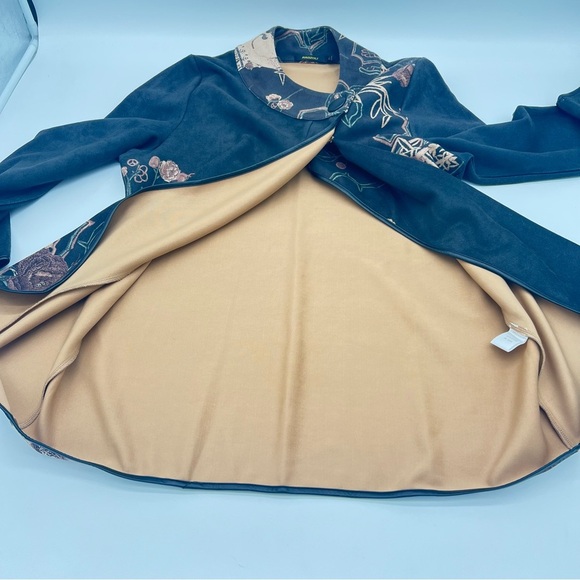 Radzoli XL Black Floral Asymmetrical Button Jacket – Boho Artwear Style - Picture 12 of 14